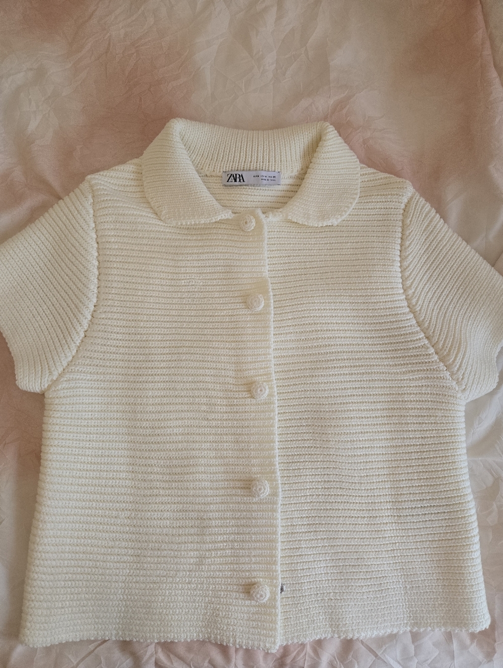 Zara Peter Pan Ecru Button-Up Women's Top Sz M - Picture 4 of 8